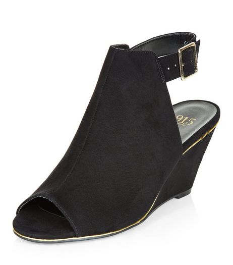 Teens Black Suedette Wedges | New Look