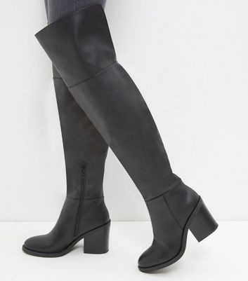 critic black block heeled platform over the knee boots