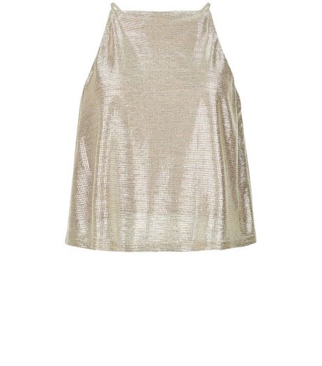 Teens Gold Foil High Neck Cami | New Look