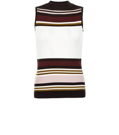 Petite White Stripe Funnel Neck Top | New Look