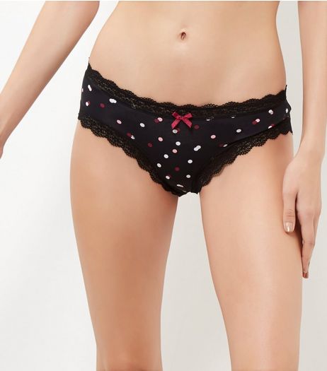 Black Polka Dot Print Briefs | New Look