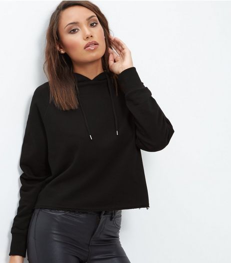 Black Cropped Hoodie | New Look