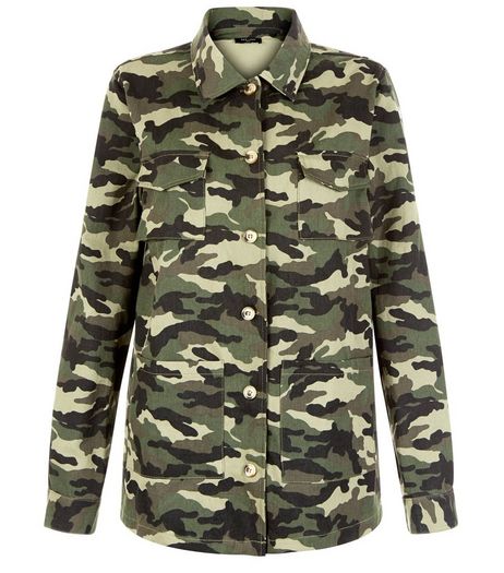 Tall Green Camo Print Shacket | New Look