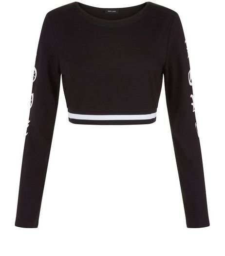 Black Love Long Sleeve Crop Top | New Look