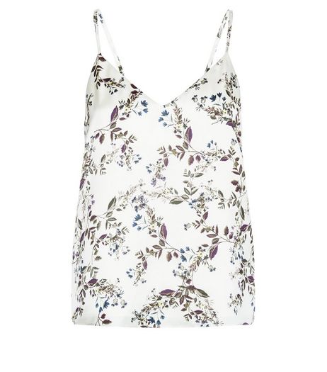 Petite White Floral Print Satin Cami | New Look