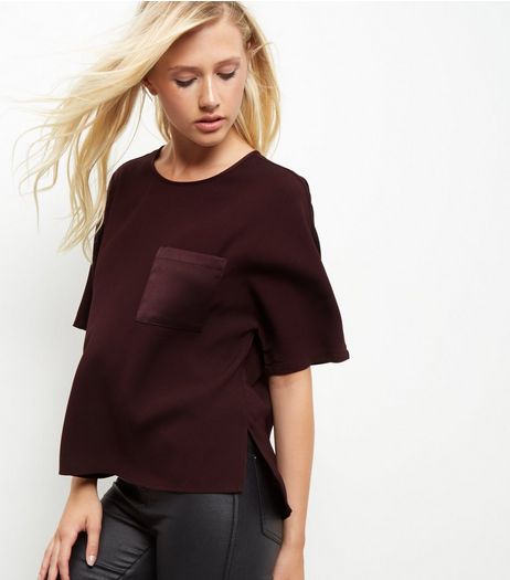 Dark Purple Sateen Single Pocket Front | New Look