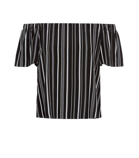 Black Stripe Bardot Neck Top | New Look