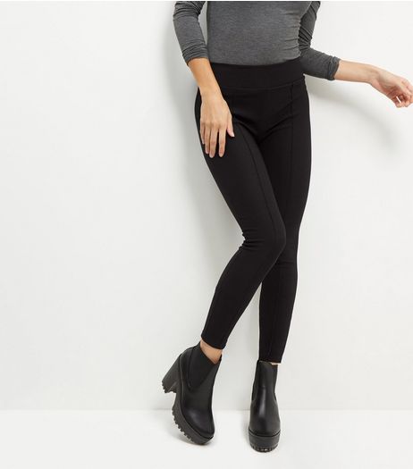 Black Ribbed Seam Front Leggings | New Look