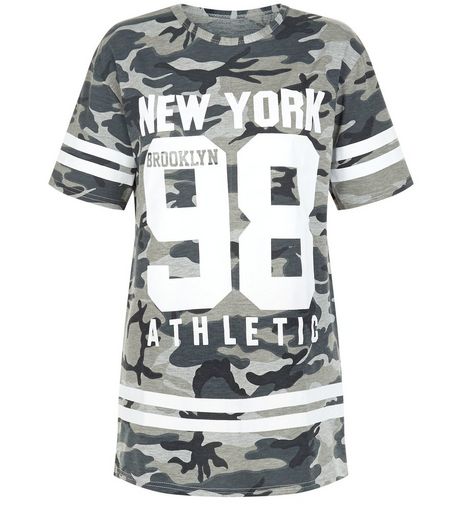 Cameo Rose Green Camo 98 Print T-Shirt | New Look