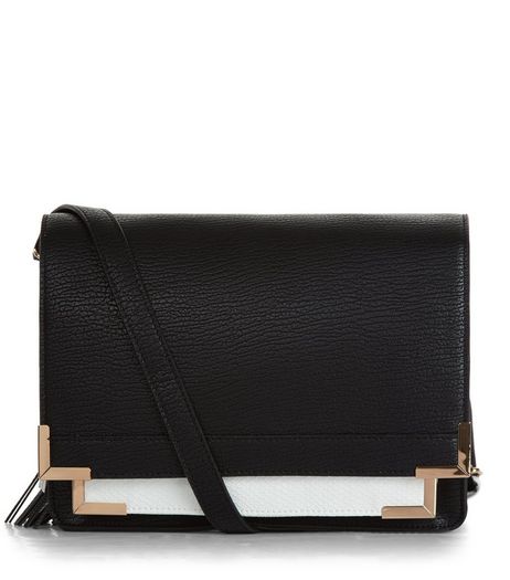Black Contrast Square Satchel | New Look