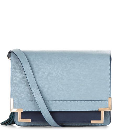 Blue Contrast Square Satchel | New Look