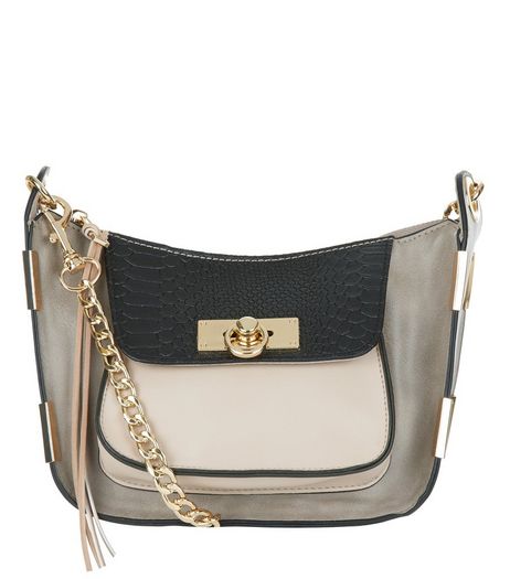 Mink Contrast Pocket Chain Shoulder Bag | New Look