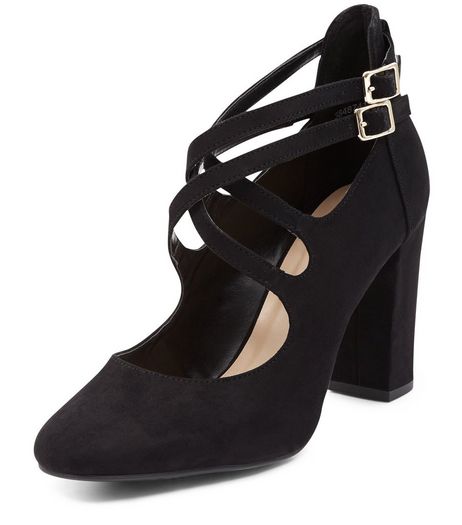 Black Suedette Strappy Block Heels | New Look