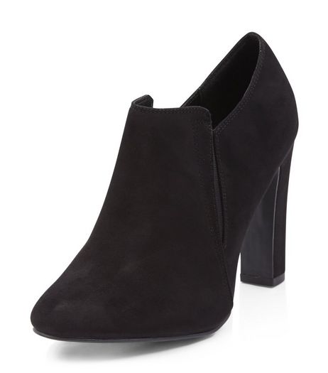 Black Suedette Block Heel Shoe Boots | New Look