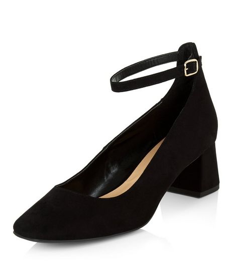Wide Fit Black Suedette Heeled Sandals | New Look