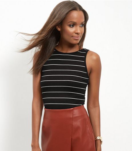 Black Ribbed Stripe Bodysuit | New Look