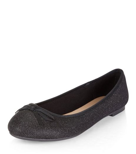 Teens Black Glitter Ballet Pumps | New Look