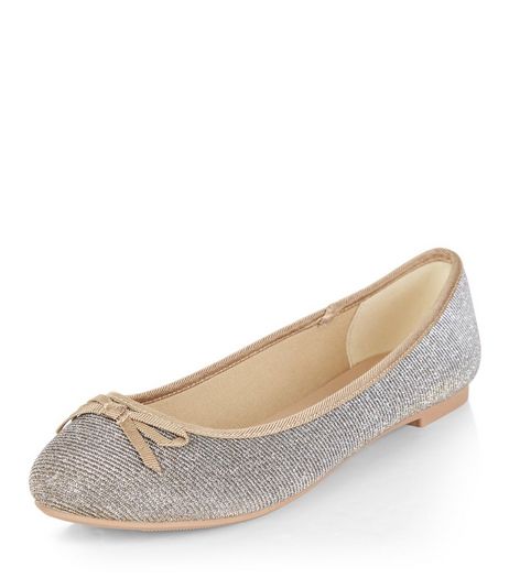 Teens Gold Glitter Ballet Pumps | New Look