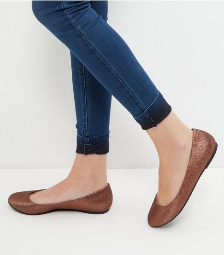 Bronze Shimmer Ballet Pumps | New Look