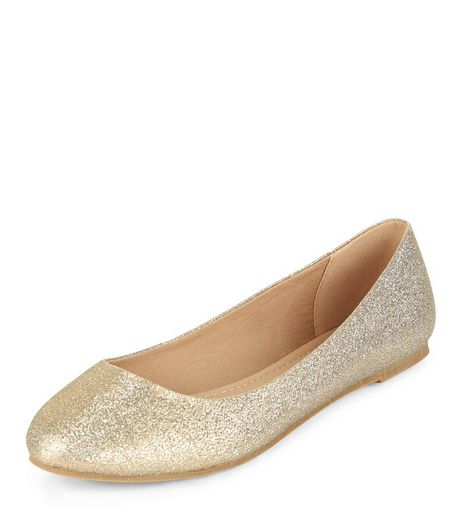 Gold Shimmer Ballet Pumps | New Look