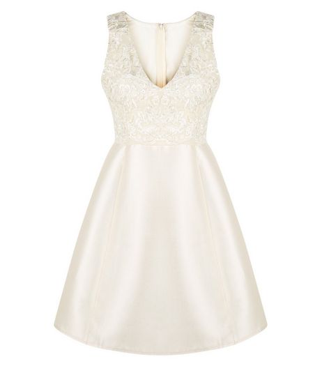 AX Paris Gold Lace Panel Skater Dress | New Look