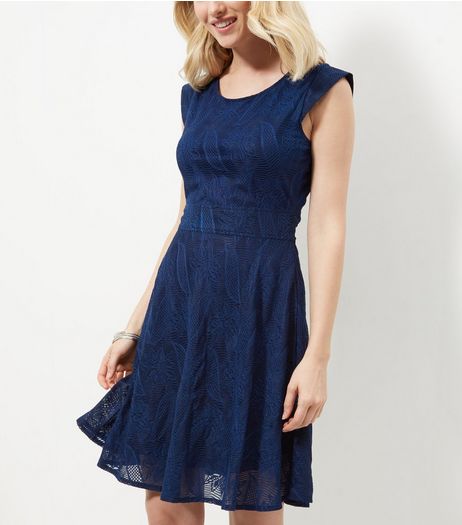 Mela Navy Lace Tie Back Mini Dress | New Look