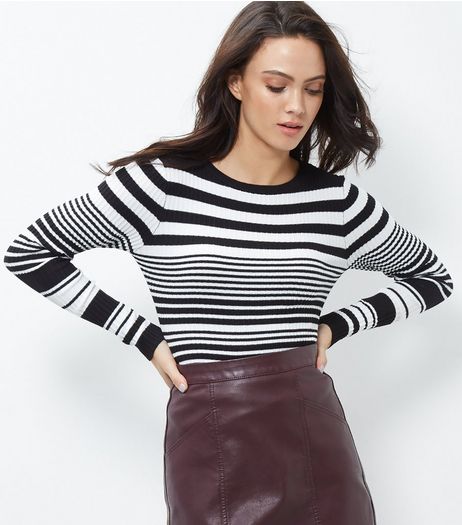 Blue Vanilla Stripe Ribbed Crew Neck Top | New Look