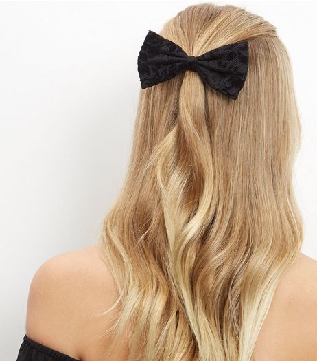Black Lace Bow Hair Clip | New Look