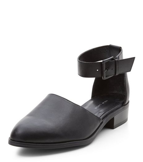 Black Pointed Ankle Strap Pumps | New Look