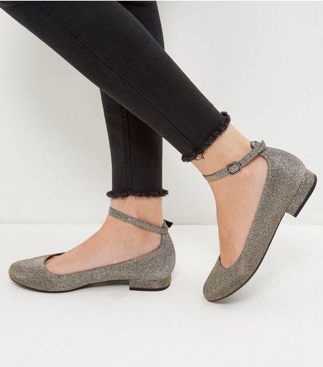 Gold Glitter Ankle Strap Pumps | New Look