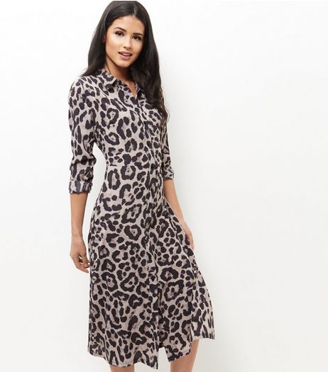 Mela Brown Leopard Print Maxi Shirt Dress | New Look