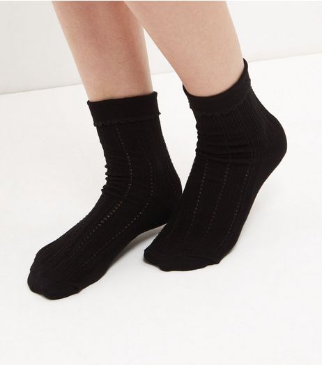 Black Frill Trim Socks | New Look