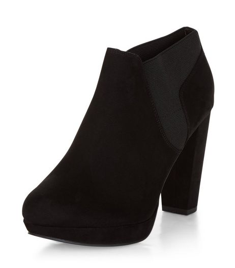 Wide Fit Black Comfort Suedette Shoe Boots | New Look