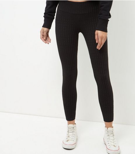 Black Ribbed Leggings | New Look