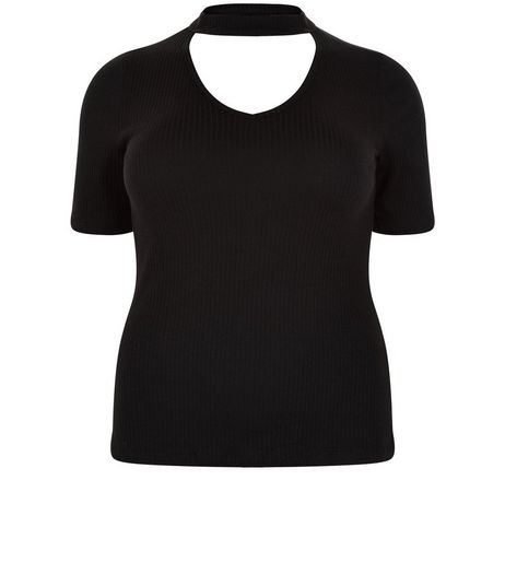 Curves Black Cut Out Knitted Top | New Look