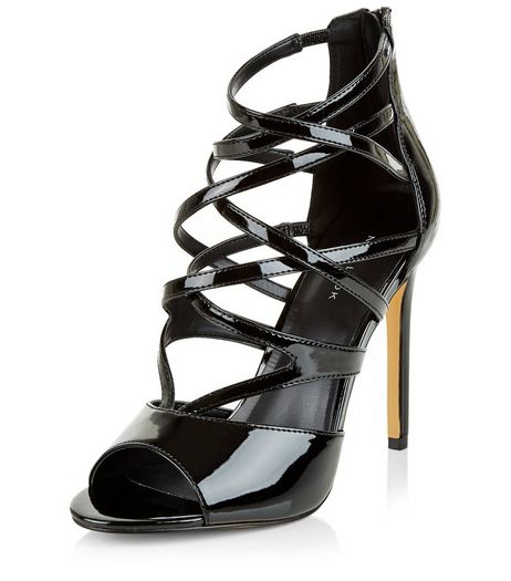 Black Leather-Look Peep Toe Sandals | New Look
