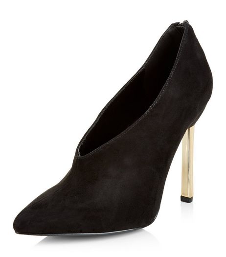 Black Suedette Contrast Metal Shoe Boots | New Look