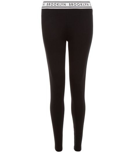 Black Brooklyn Elastic Waistband Leggings | New Look