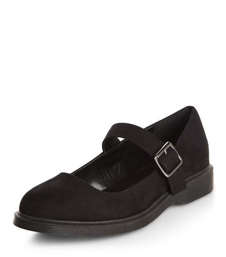 Teens Black Suedette Ankle Strap Pumps | New Look