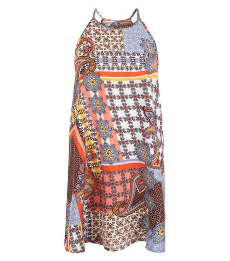 Influence Red Patchwork Print Swing Dress | New Look