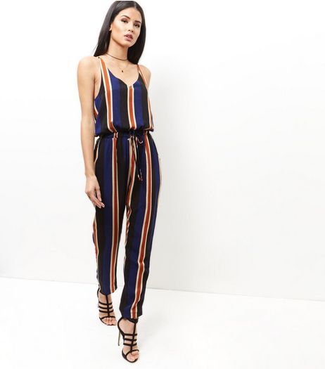 Mela Blue Stripe Jumpsuit | New Look