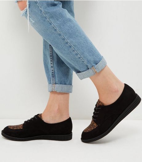 Black Leopard Print Creepers | New Look