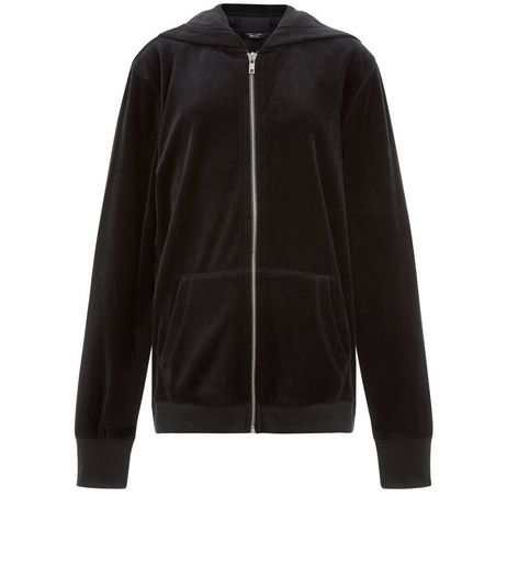 Teens Black Velvet Hoody | New Look