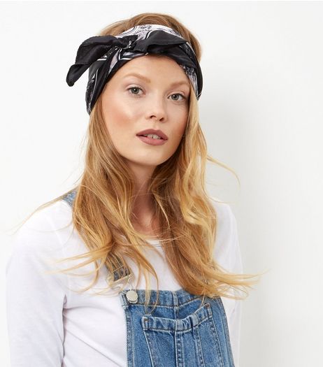 Black Paisley Print Panel Bandana | New Look
