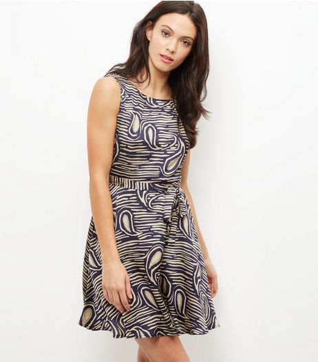 Mela Blue Abstract Print Sleeveless Dress | New Look