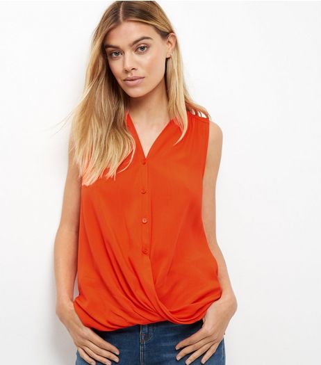 Orange Wrap Sleeveless Shirt | New Look
