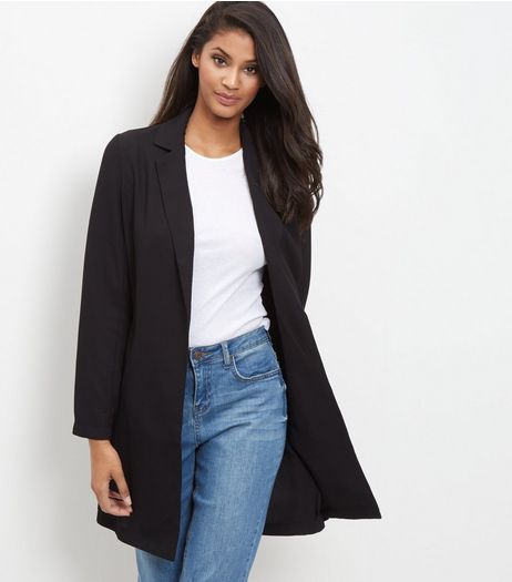 Mela Black Longline Blazer | New Look