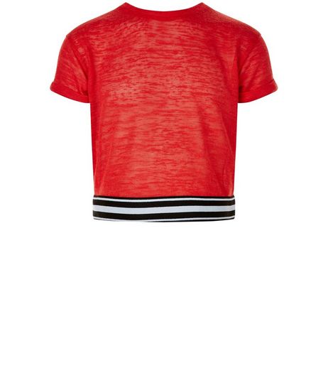 Girls Red Stripe Trim T-Shirt | New Look