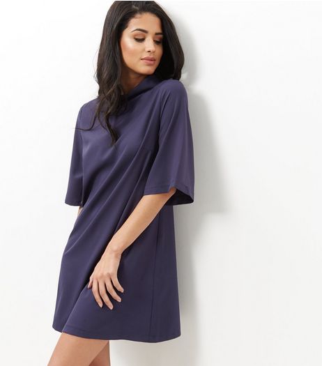 Mela Navy Zip Back Shift Dress | New Look