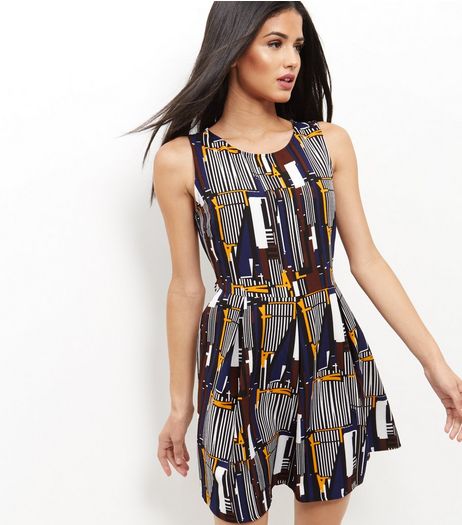 Mela Black Graphic Print Sleeveless Dress | New Look